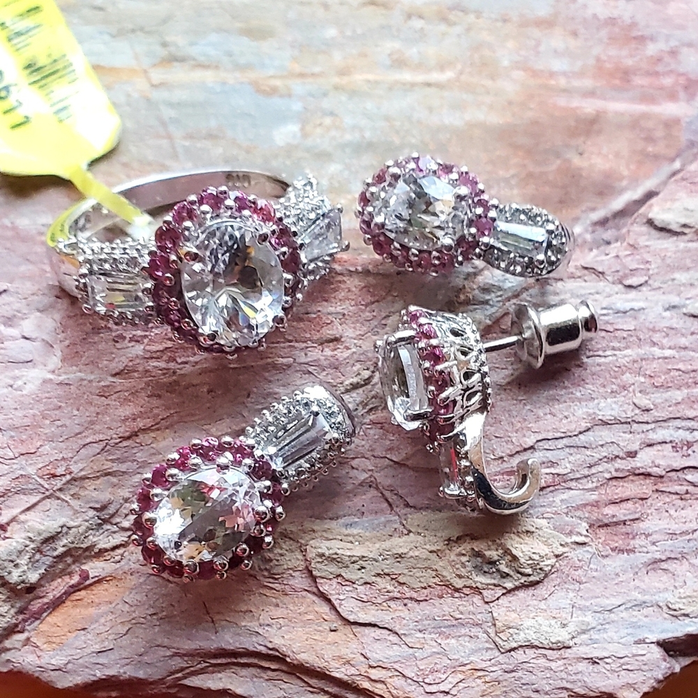 XIA Kunzite & Pink Tourmaline Ring, Pendant and Earrings